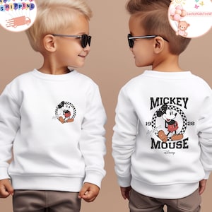 Disney Mickey Mouse Toddler Sweatshirt, Mickey Checkered Kids Shirt, Mickey Baby Bodysuit, Two-Sided Mickey T-Shirt, Disney Family Trip Tee