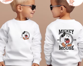 Disney Mickey Mouse Toddler Sweatshirt, Mickey Checkered Kids Shirt, Mickey Baby Bodysuit, Two-Sided Mickey T-Shirt, Disney Family Trip Tee