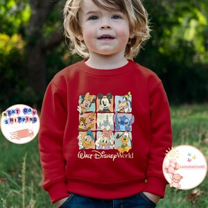 Retro Walt Disney World Kids T-Shirt, Disney All Characters Sweatshirt, Mickey And Friends Onesie® imagen 5