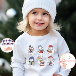 Cute Snowman Christmas Toddler Sweatshirt, Book Lover Snowman Kids Shirt, Reading Book Snowman Baby Bodysuit, Snowman Gift For Kids