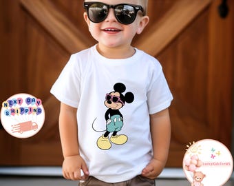 Mickey With Sunglasses Kids T-Shirt, Mickey Mouse Toddler Sweatshirt, Disneyland Mickey Baby Onesie®, Boys Mickey Shirt, Disney Family Tee