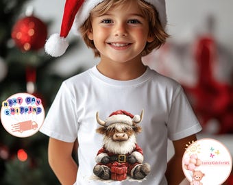 Christmas Cow Kids T-Shirt, Funny Christmas Toddler Sweatshirt, Farm Christmas Baby Onesie®, Cow Lover Xmas Gift, Christmas Animal Shirt