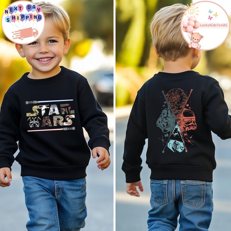 Disney Star Wars Two-Sided Kids Shirt, Boys Star Wars Shirt, Star Wars Toddler Sweatshirt, Disney Family Trip Baby Onesie®, Disney Gift image 2