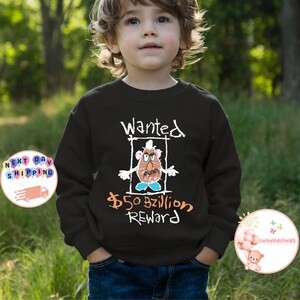 Mr. Potato Head Wanted Reward Kids T-Shirt, Disney Toy Story Toddler Sweatshirt, Mr. Potato Head Baby Onesie®, Toy Story Toddler Tee image 6