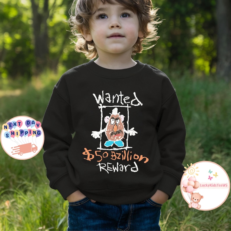 Mr. Potato Head Wanted Reward Kids T-Shirt, Disney Toy Story Toddler Sweatshirt, Mr. Potato Head Baby Onesie®, Toy Story Toddler Tee image 6