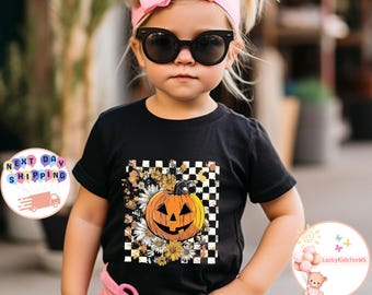 Floral Fall Pumpkin Kids T-Shirt, Pumpkin Season Toddler Sweatshirt, Fall Pumpkin Baby Onesie®, Thanksgiving Shirt, Kids Autumn Shirt