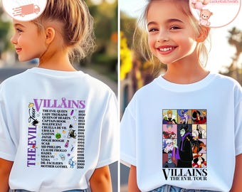 Disney Villains The Evil Tour Kids T-Shirt, Villain Tour Toddler Sweatshirt, Two-Sided Villains Shirt, Girls Disney Trip, Evil Friends Tee