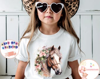 Retro Horse Kids Shirt, Floral Horse Toddler Sweatshirt, Western Horse Baby Onesie®, Vintage Horse Shirt, Girls Horse Tee, Horse Lover Gift
