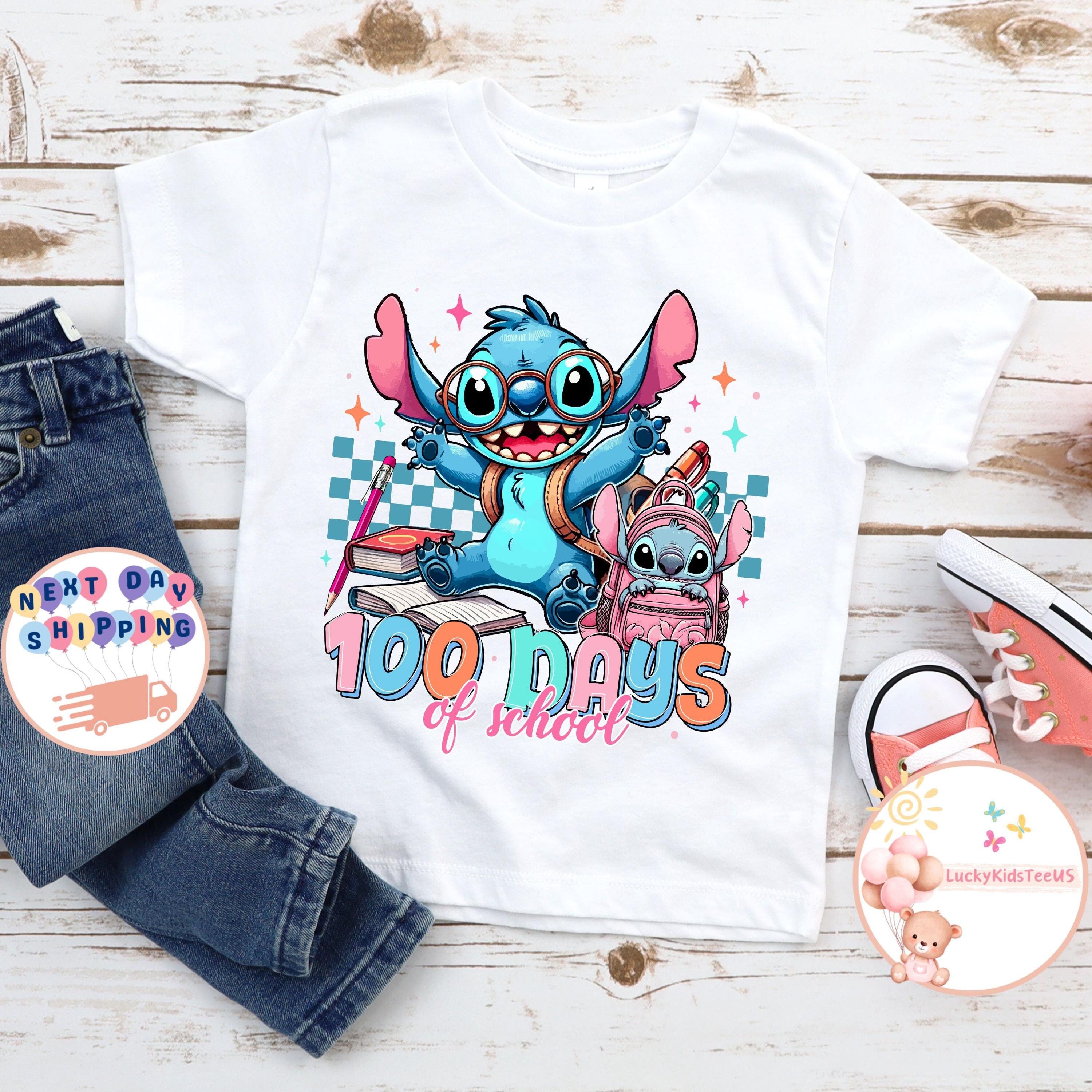 Stitch 100 Days Of School Shirt, Checkered Stitch Toddler Sweatshirt, Disney School Kids T-Shirt, Back To School Shirt, Stitch Student Tee