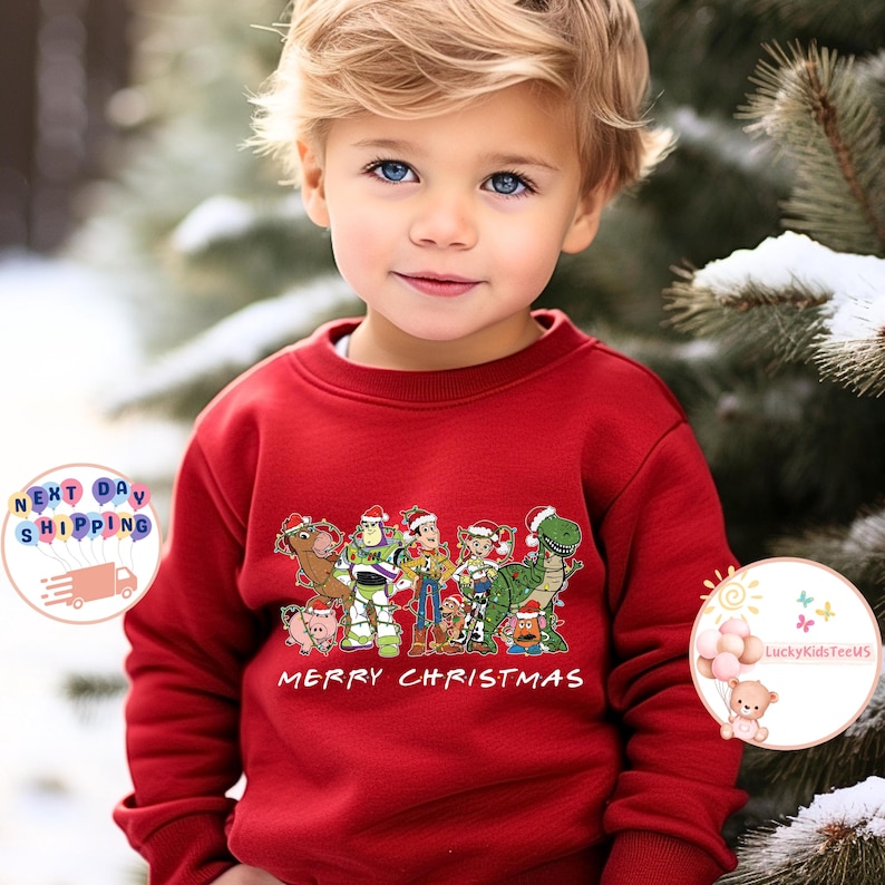 Toy Story Merry Christmas Toddler Sweatshirt, Disney Christmas Kids Shirt, Disney Pixar Toy Story Onesie®, Disney Family Christmas Party image 5
