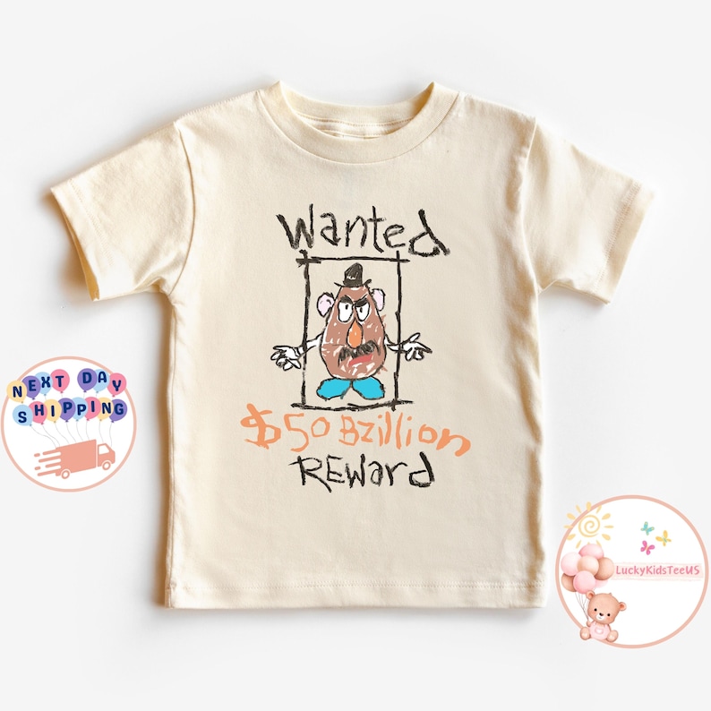 Mr. Potato Head Wanted Reward Kids T-Shirt, Disney Toy Story Toddler Sweatshirt, Mr. Potato Head Baby Onesie®, Toy Story Toddler Tee image 2