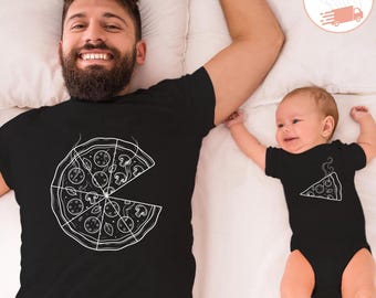 Dad And Baby Pizza T-Shirt, Pizza Slice Onesie®, Family Matching Shirt, Father's Day Gift
