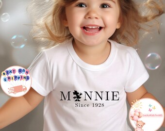 Minnie Since 1928 Kids T-Shirt, Minnie Mouse Toddler Sweatshirt, Disney Minnie Baby Onesie®, Girls Minnie Shirt, Disney Girls Trip Tee