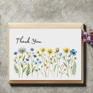 Personalized Wildflower Note Cards, Floral Stationery Set with Envelopes, Handmade
