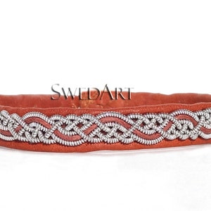 SwedArt B14 XL Telemark Lapland Reindeer Leather Bracelet with Antler Button Tan