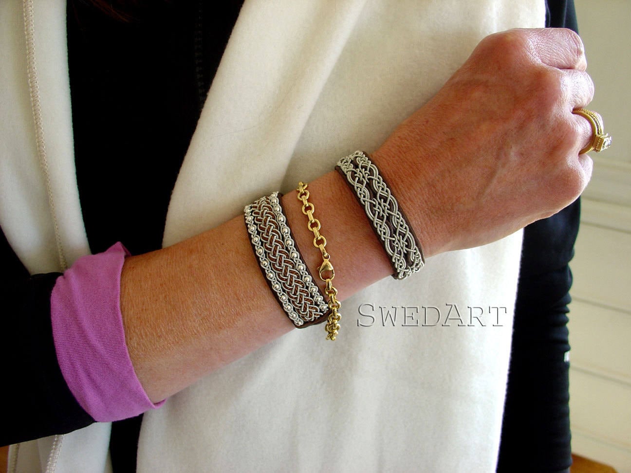 Swedart B17 XXS Snowflake Sami Lapland Reindeer Leather Bracelet Antler ...