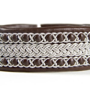 SwedArt B51 XXS Niklas Lapland Bracelet Worn by Sheryl Crow Reindeer Leather Pewter and Silver Braids Antler Button Dark Brown