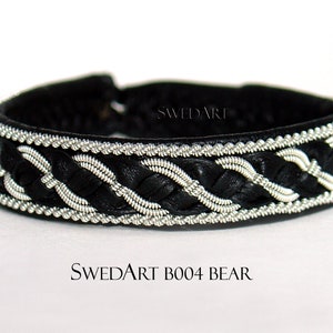 SwedArt B04 XXS Reduced, Viking Lapland Sami Leather Bracelet Antler Button 1/2&quot; Wide Black