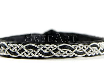 SwedArt B14 XS Telemark Lapland Reindeer Leather Bracelet with Antler Button Black