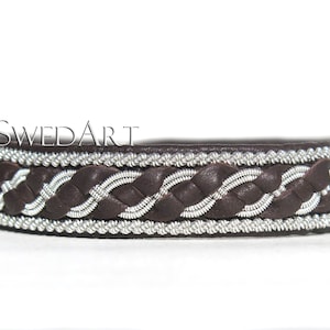 SwedArt B04 XS Reduced, Bear Lapland Sami Leather Bracelet Antler Button 1/2&quot; Wide Dark Brown