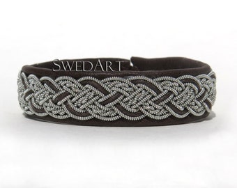 SwedArt B19 XXS Stockholm Lapland Bracelet Reindeer Leather Antler Button Dark Brown