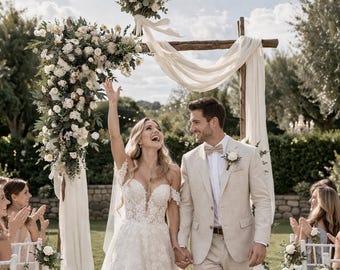 Eucalyptus and White Poppy Flowers - Greenery Arrangement for Wedding Arch Decoration