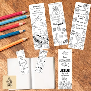 Bible based colouring bookmarks for kids, Sunday school printable kids&#39; activities, printable kids church activities colouring bookmark