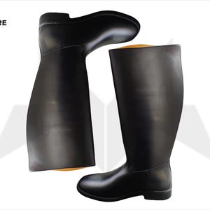 Vintage Black Leather Equestrian Knee Boots | Handmade Tall Riding Boots | Over the Knee Officer Boots | Natural Leather Gift for Him or Her