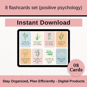 Cartes flash avec citations inspirantes, jeu de 8 cartes pensée positive, cartes numériques, cartes d'encouragement, téléchargement immédiat