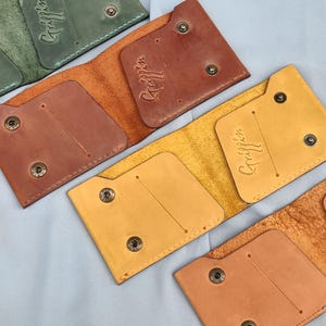 Billetera plegable delgada / Billetera plegable minimalista / Mini billetera de cuero personalizada / Billetera plegable hecha a mano / Billetera delgada de lujo