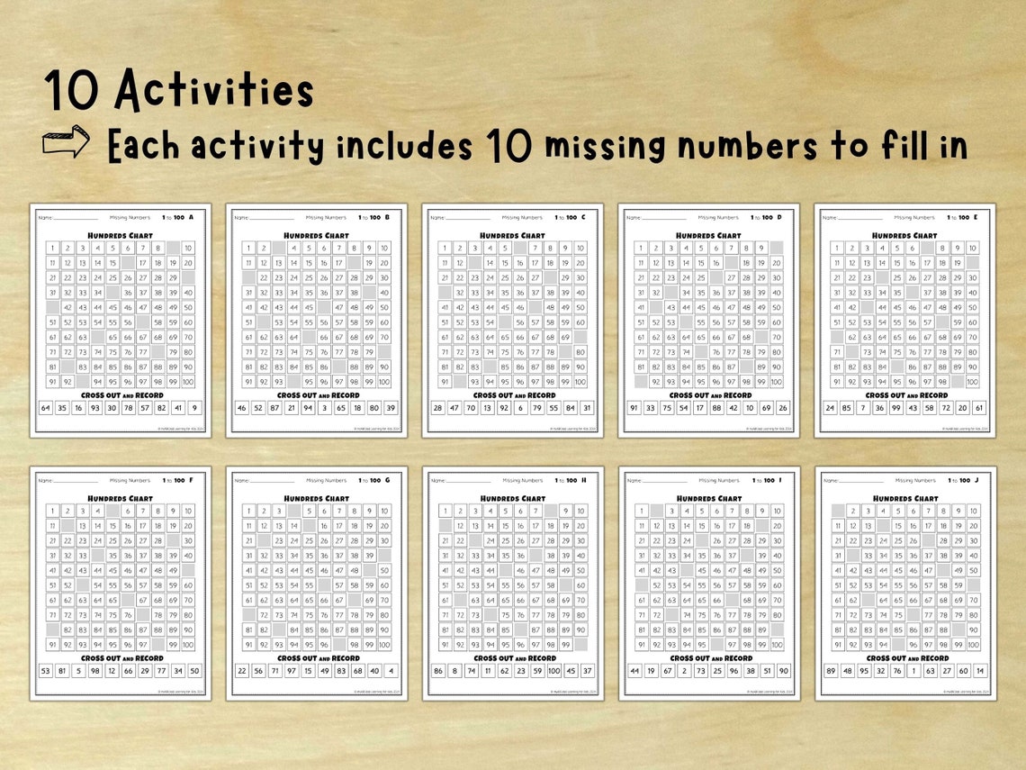 Morning Math 100s Chart Missing Numbers 1 to 100 Activities ...