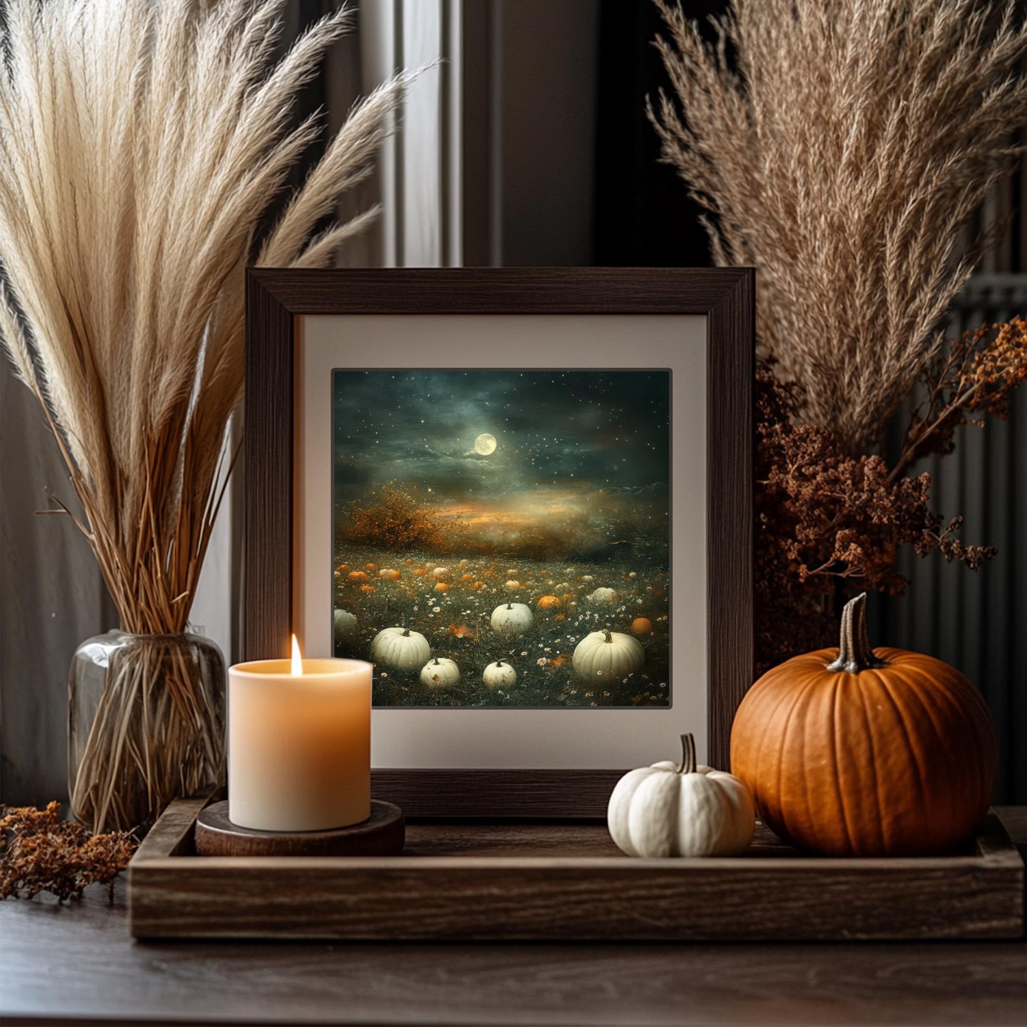 Magical Moonlit Pumpkin Patch Printable Art Enchanted Fall Harvest ...