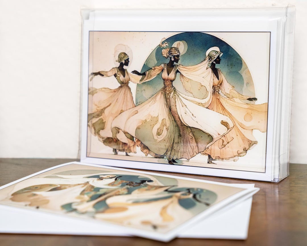 Set of 10 Note Cards African American Stationary Black Women Greeting ...