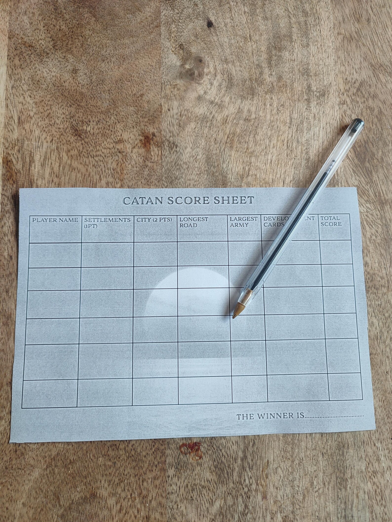 Catan Score Tracker for 6 Players: Printable Board Game Accessory (PDF ...