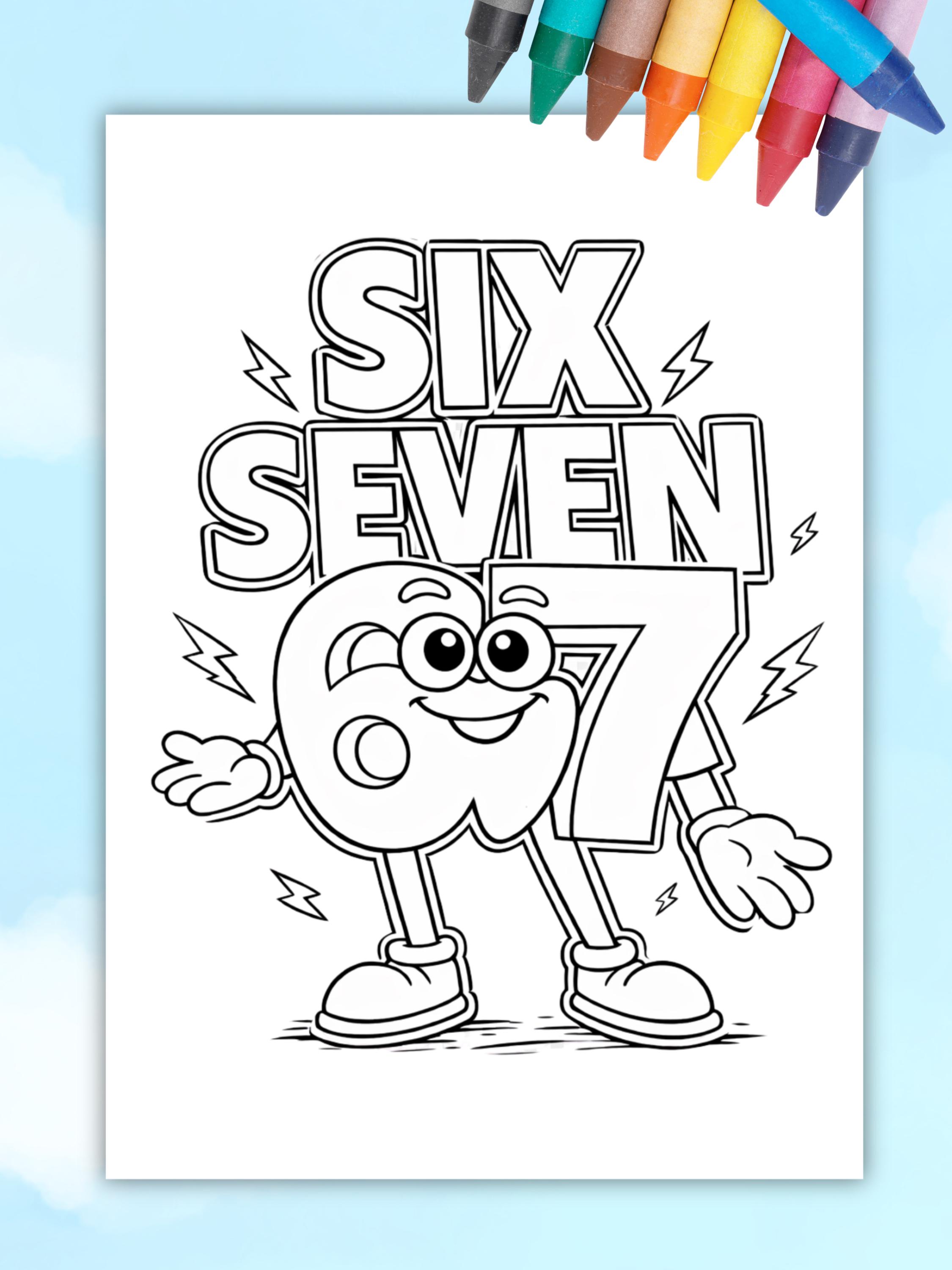 Six Seven Meme Coloring Page | Viral Kids Meme Printable | Funny ...