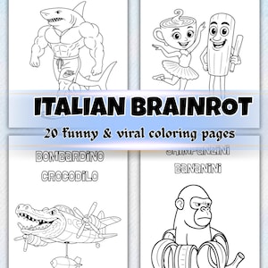 Italian Brainrot Coloring Pages for Kids | Viral Funny Printable Sheets | Trendy Characters