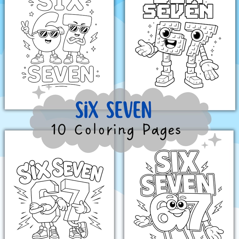Six Seven Coloring Page - Etsy