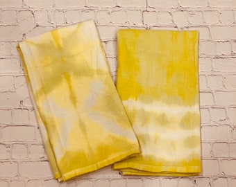 Shibori flour sack tea towels in Lemon