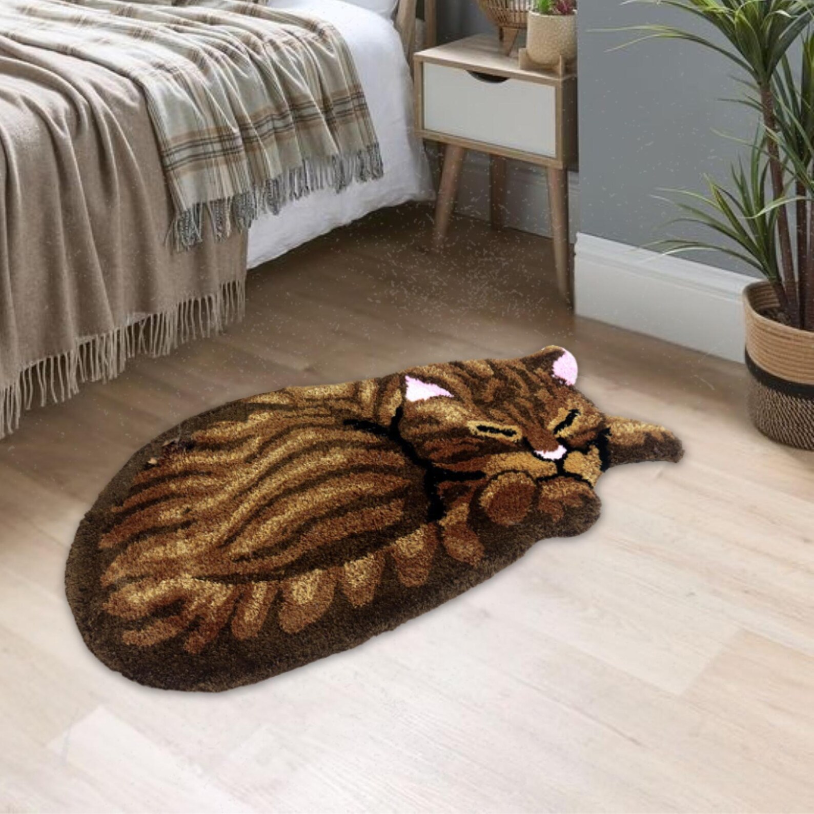 Cat Shape Rug: Children's Room Decor, Gray Brown Door Mat - Etsy