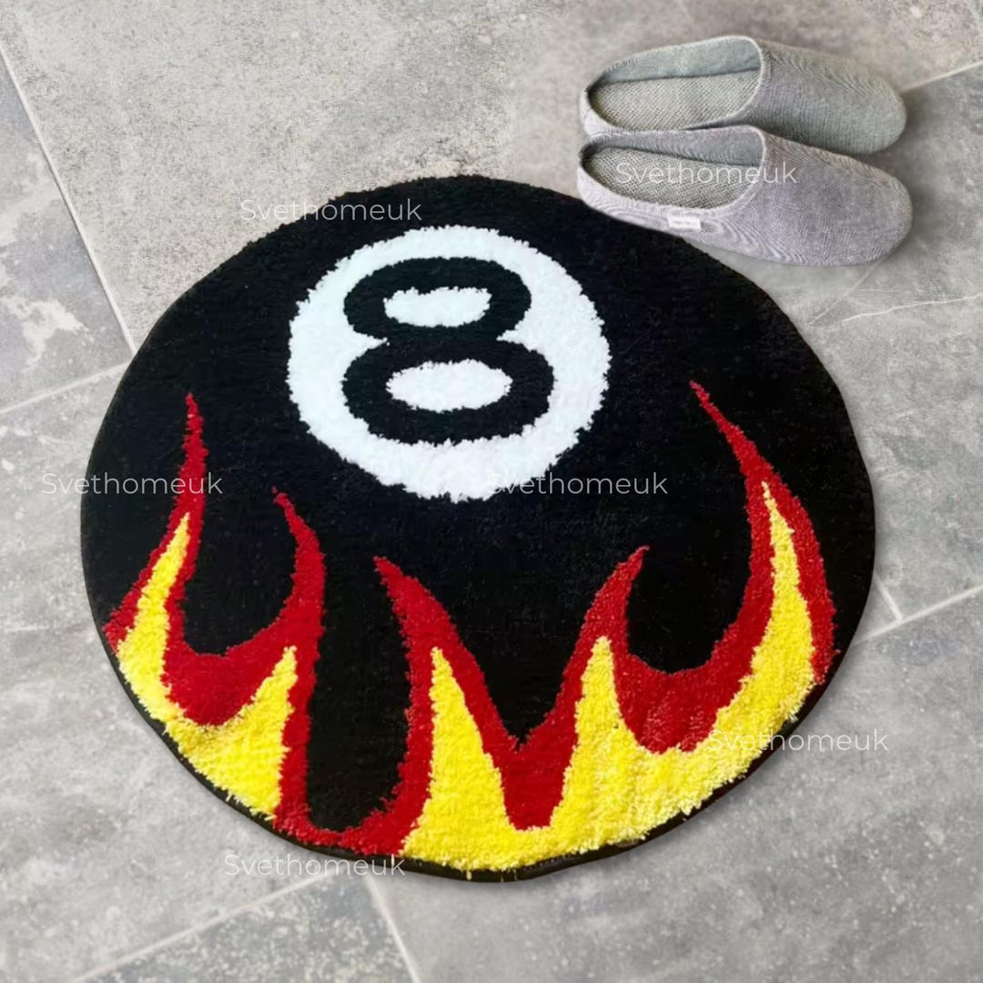 8 Ball Round Rug: Billiard Room Decor - Etsy
