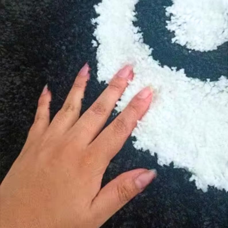 8 Ball Rug Tufted Round Carpet, Non Slip Billiard Area Rug, Aesthetic Game Room Decor, Plush Black White Bedroom Rug, Cool Gift for Him image 8