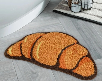 Croissant Rug: Tufted Acrylic, Non-Slip Bread Mat (70x40 cm)