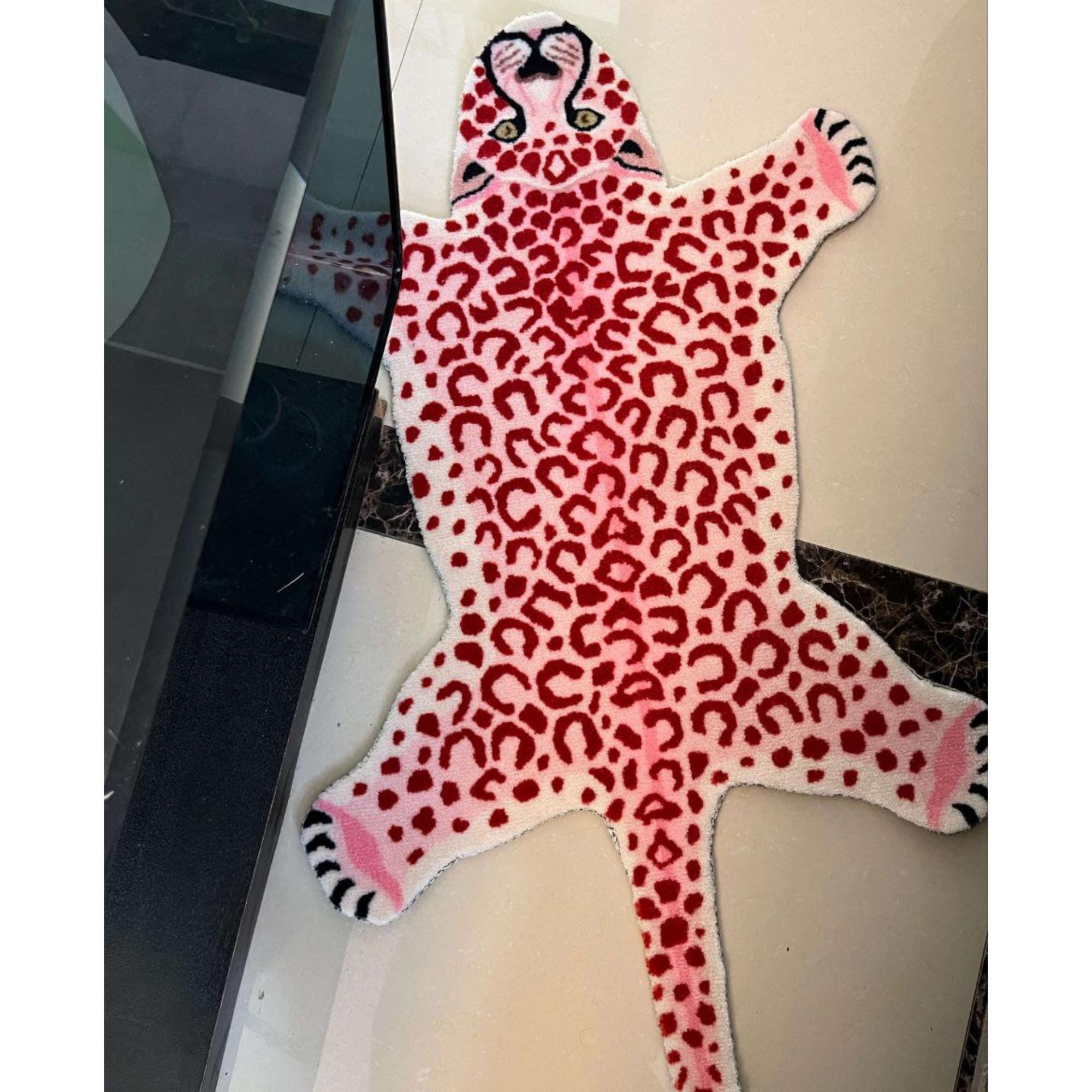 Pink Leopard Carpet, Special-shaped Home Decor Rug, Funny Animal ...