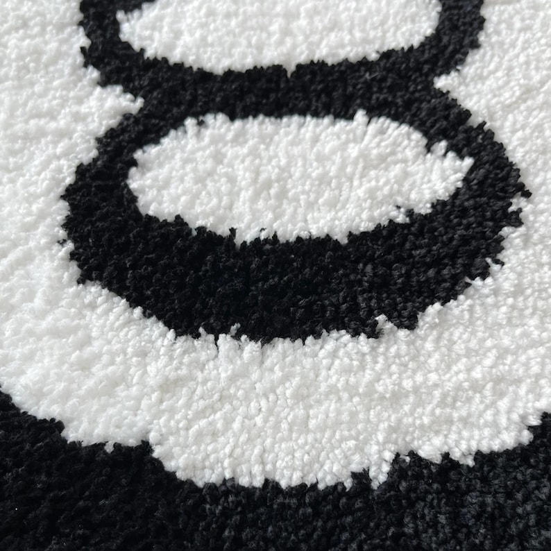 8 Ball Rug Tufted Round Carpet, Non Slip Billiard Area Rug, Aesthetic Game Room Decor, Plush Black White Bedroom Rug, Cool Gift for Him image 10