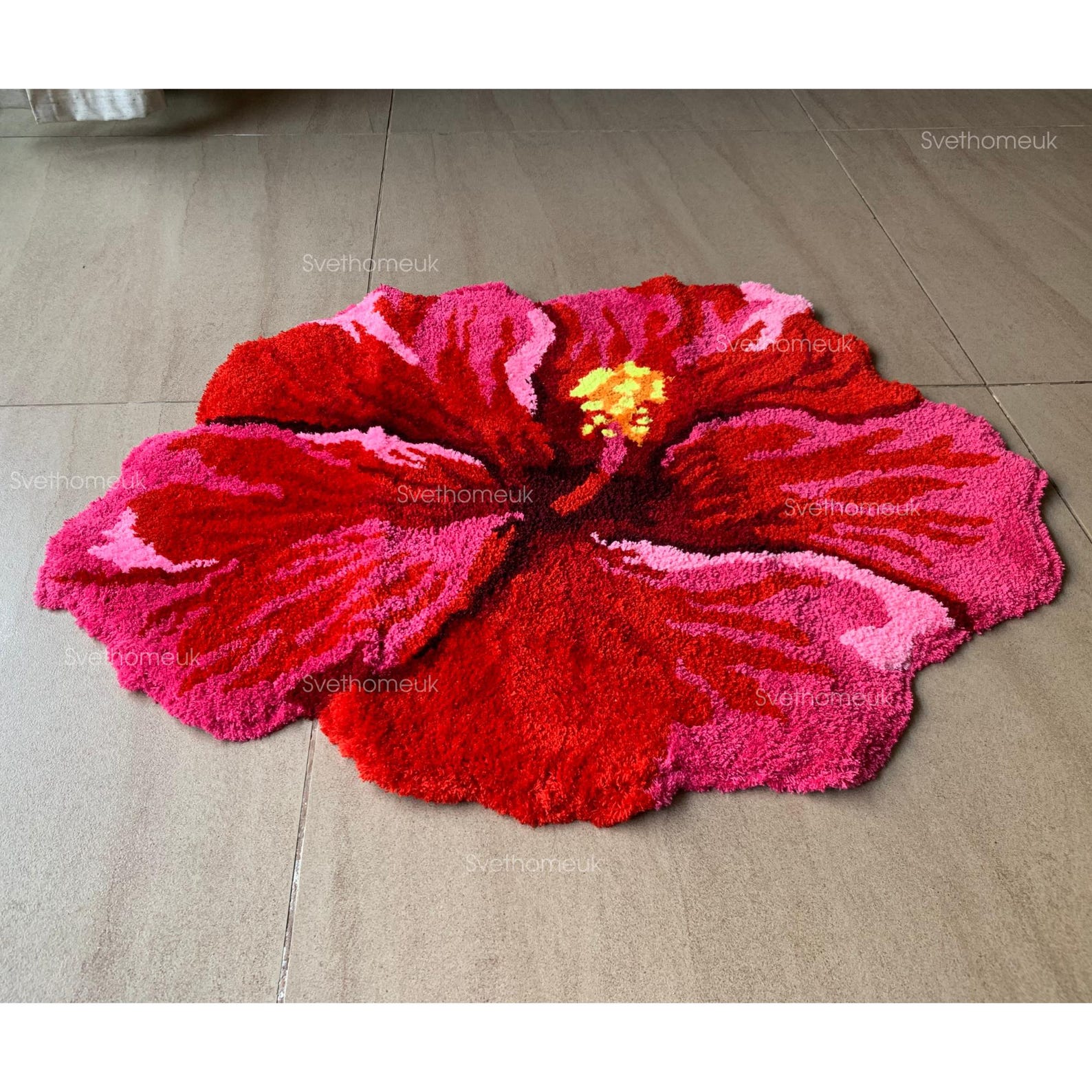 Hibiscus Rug Hibiscus Flower Rug, Red Tropical Bath Mat, Non-slip Floral Bathroom ...