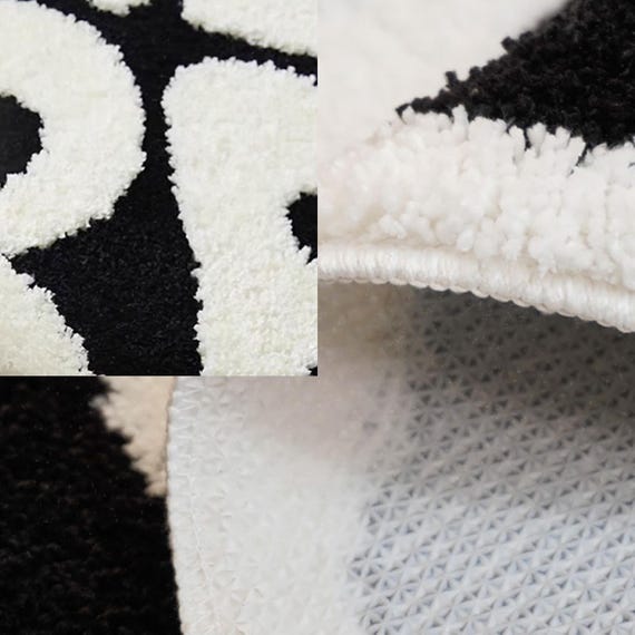 Chill Vibes Round Rug 60cm | Black and White Tufted Bath Mat