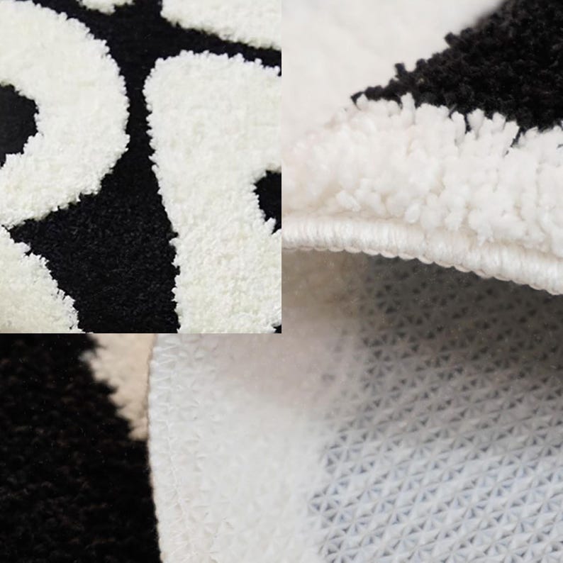 Chill Vibes Round Rug: Black & White Accent Rug (60x60cm) - Etsy