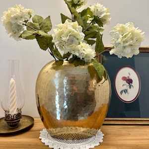 Vintage Large Hammered Brass Vase