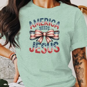 America Needs Jesus T-Shirt, Patriotic Design, Christian Apparel, Religious Tee, USA Flag, Faith Shirt, Gift for Christians