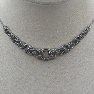 Graduated Byzantine Weave Stainless Steel Chainmail Necklace